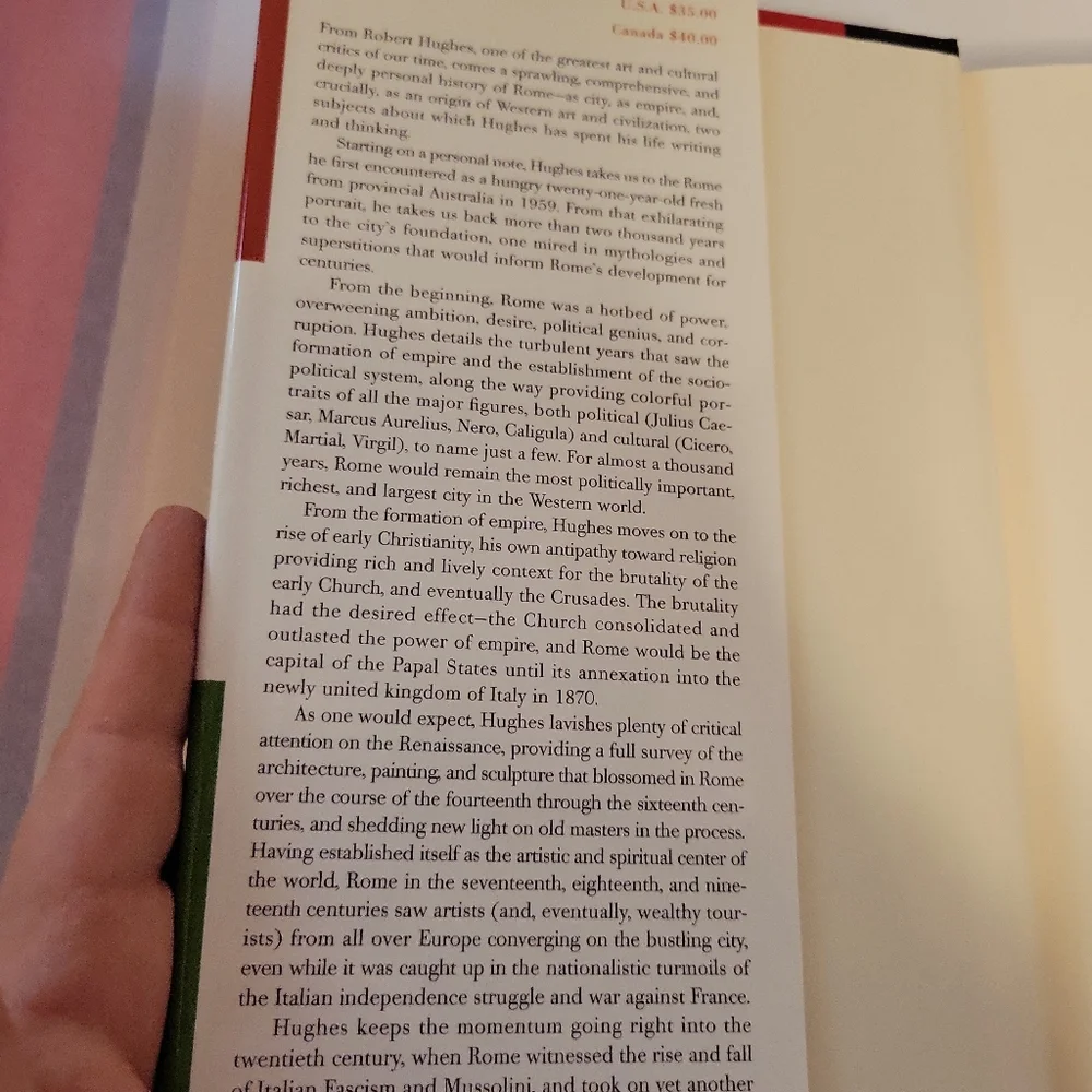 Rome A Cultural, Visual, and Personal History by Robert Hughes Book